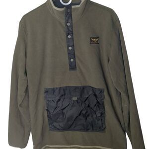 Burton Hearth Anorak Kangaroo Quarter Button Fleece Olive Camo Trim DryRide Swea